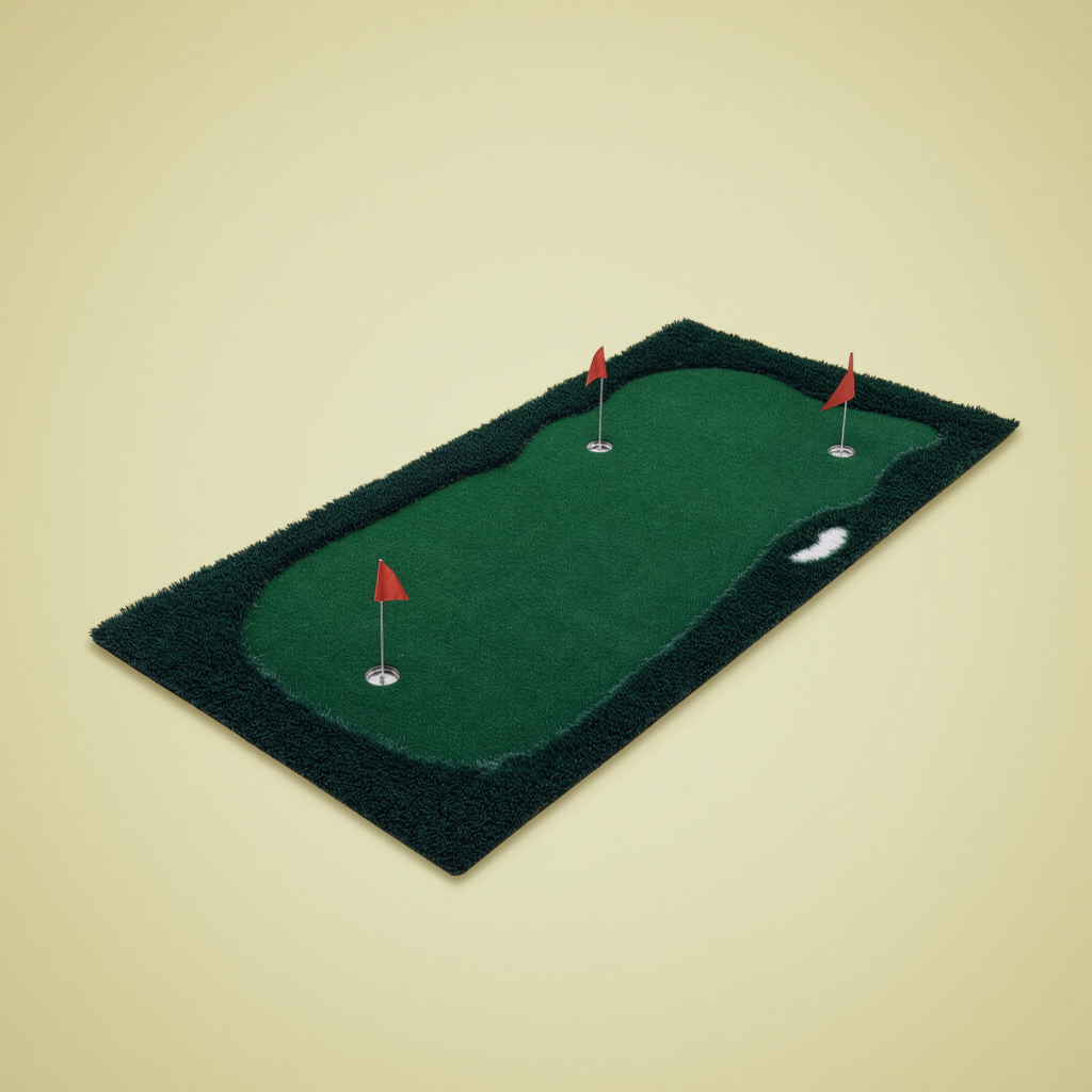 Ten by five foot three-hole synthetic putting green