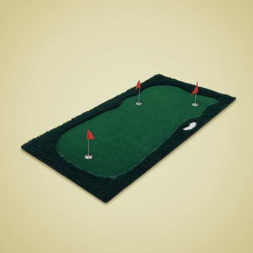 Ten by five foot three-hole synthetic putting green