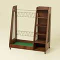 Dark-brown rolling wood golf bag and equipment organizer