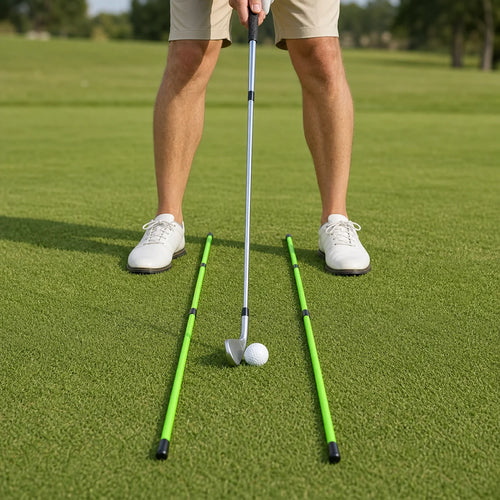 Foldable Golf Alignment Sticks 2-Pack — in use