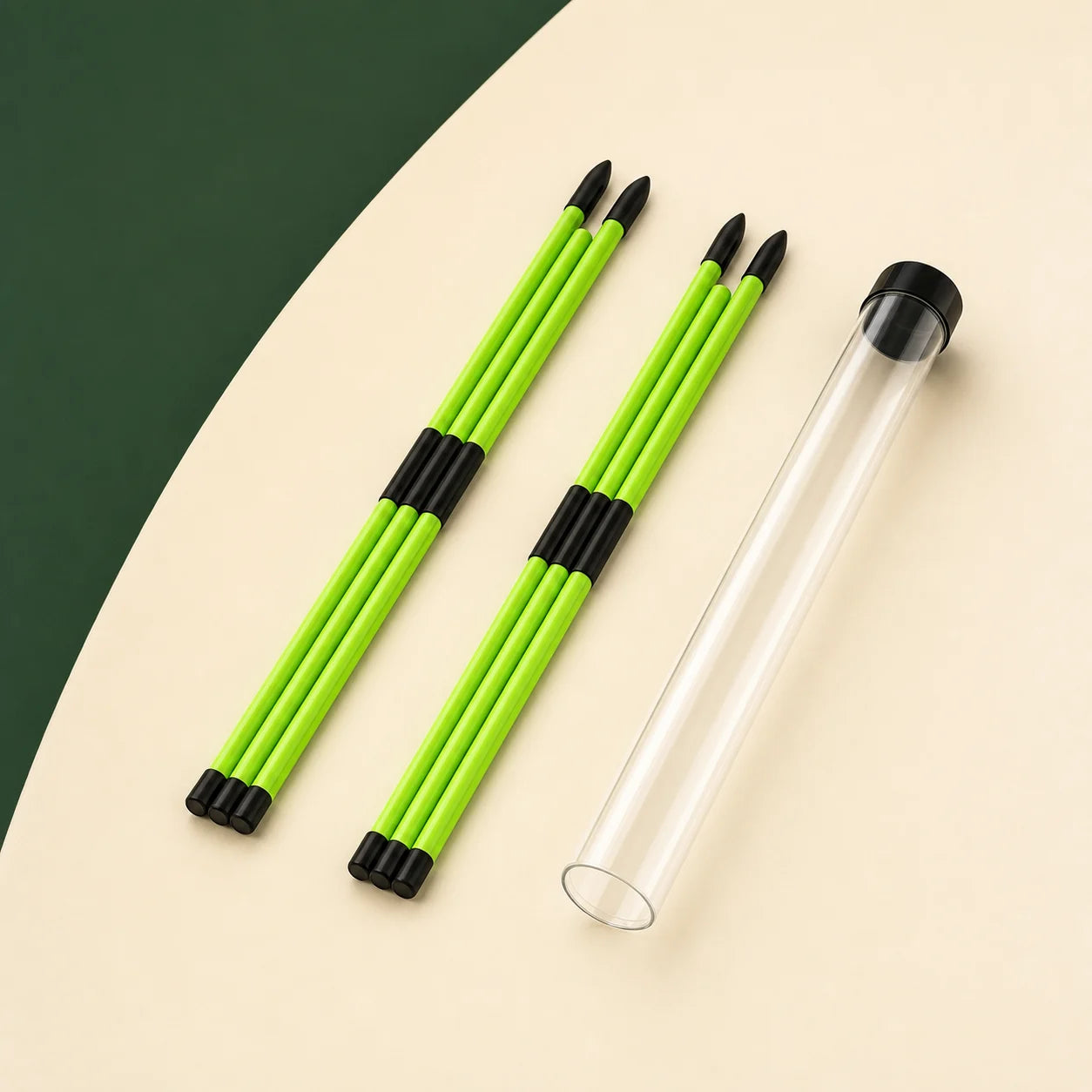 Foldable Golf Alignment Sticks 2-Pack — complete setup view