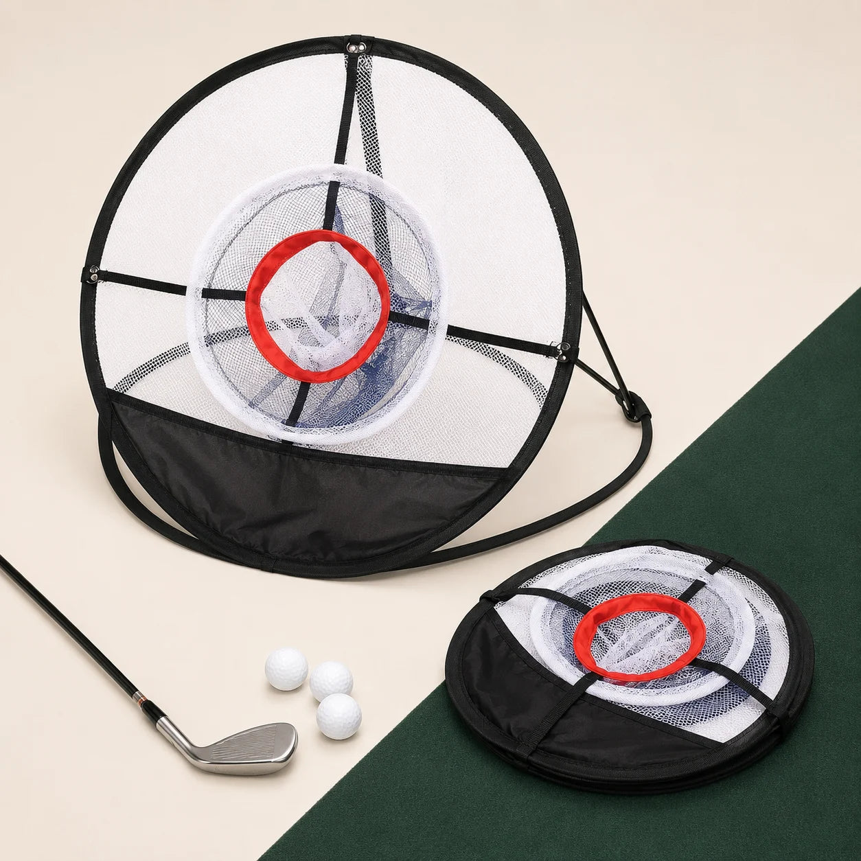 Foldable Golf Target Practice Net — complete setup view