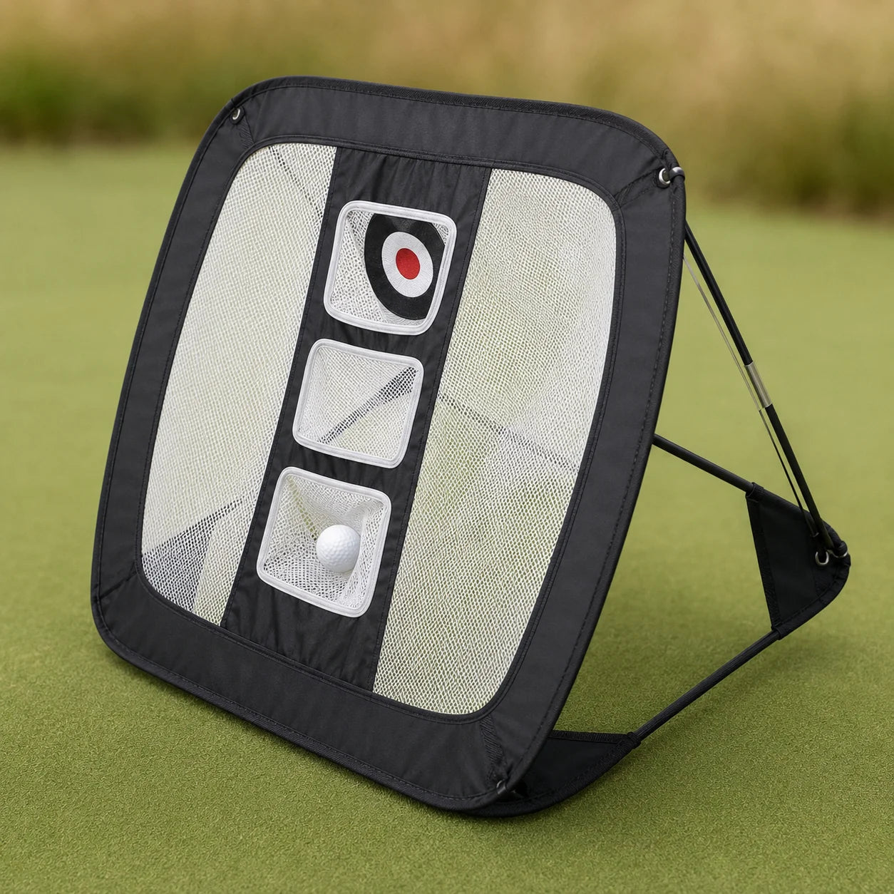 Foldable Pop-Up Golf Chipping Practice Net — function and construction detail