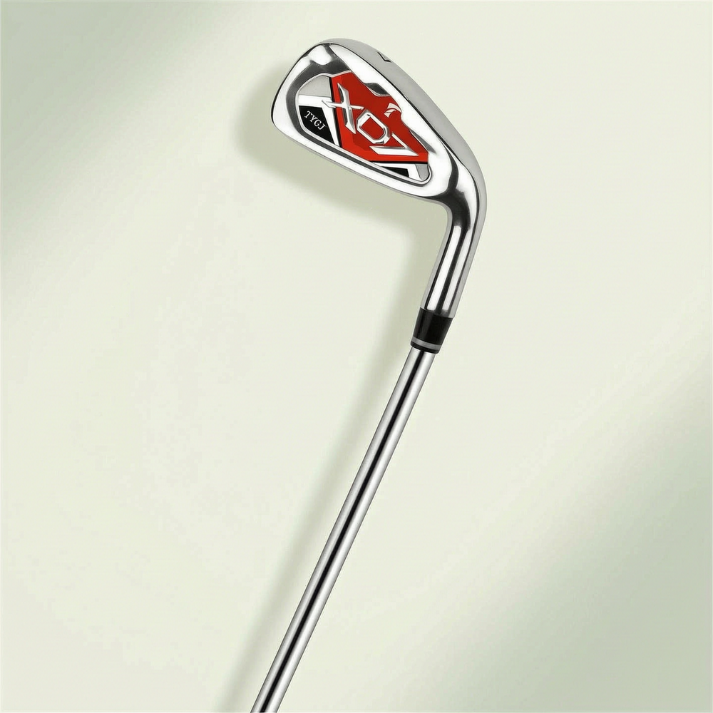 No. 7 beginner golf iron with polished head and steel shaft