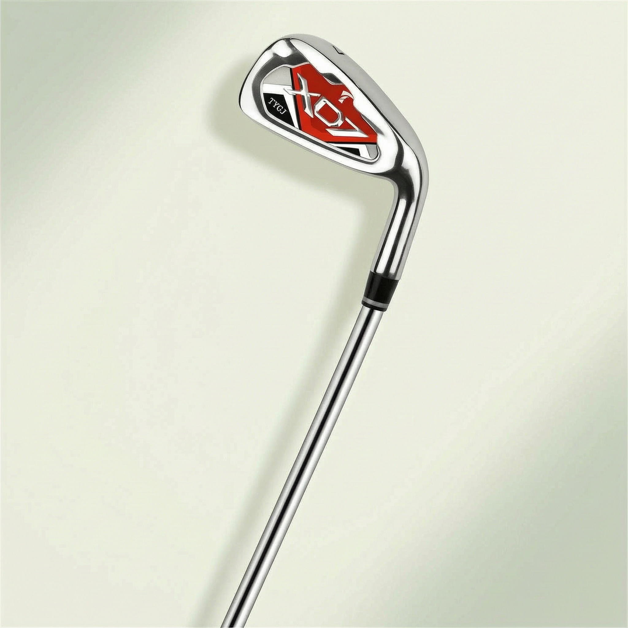 No. 7 beginner golf iron with polished head and steel shaft