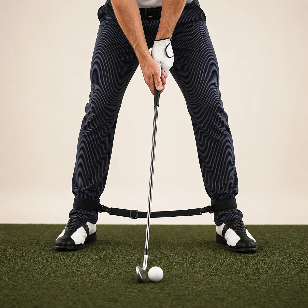 Golf Leg Movement Correction Training Strap — in use
