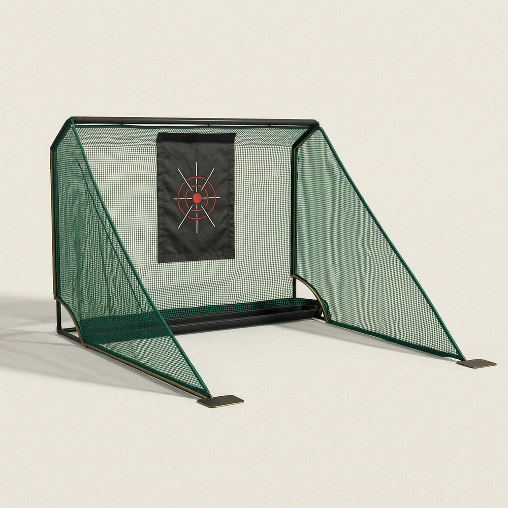 Golf practice net with target and detachable side barriers