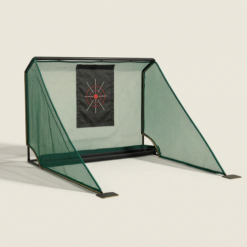 Golf practice net with target and detachable side barriers