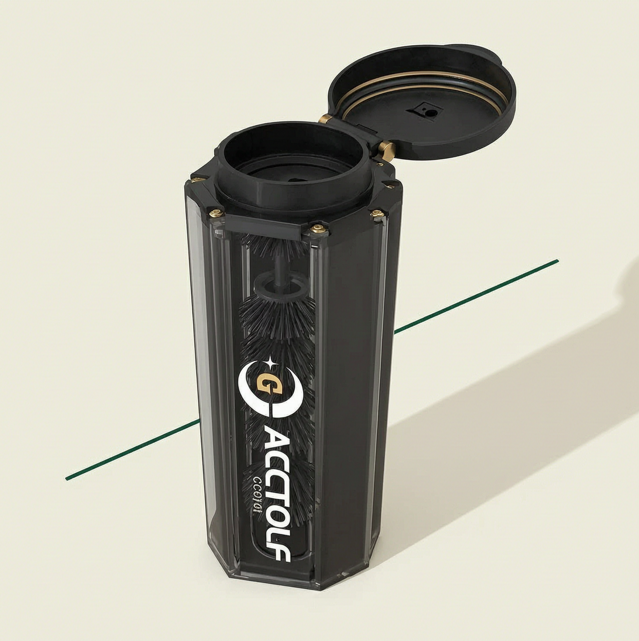 Internal brush chamber of the portable golf ball cleaner