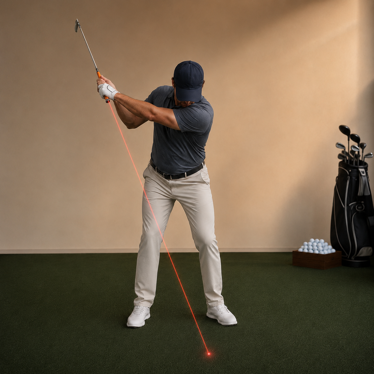 Golf Laser Swing Plane Training Aid — golfer demonstrating laser swing-plane feedback