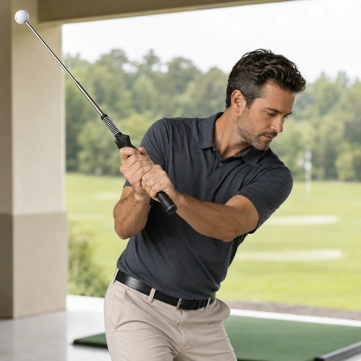 Telescopic Golf Swing Tempo Trainer — in use