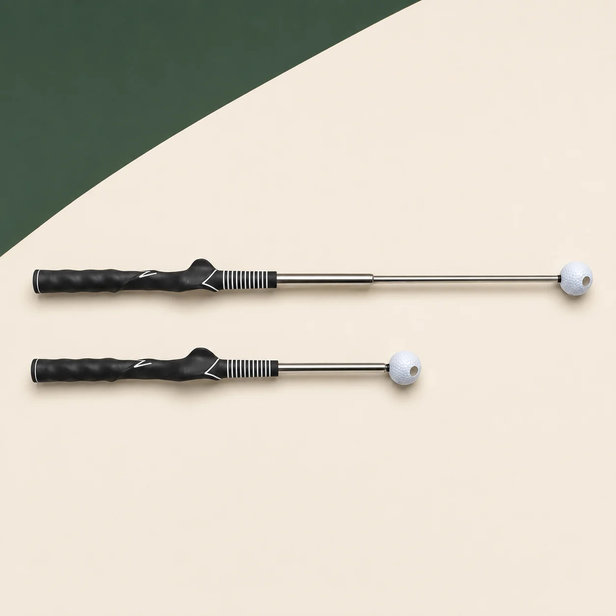 Telescopic Golf Swing Tempo Trainer — complete setup view