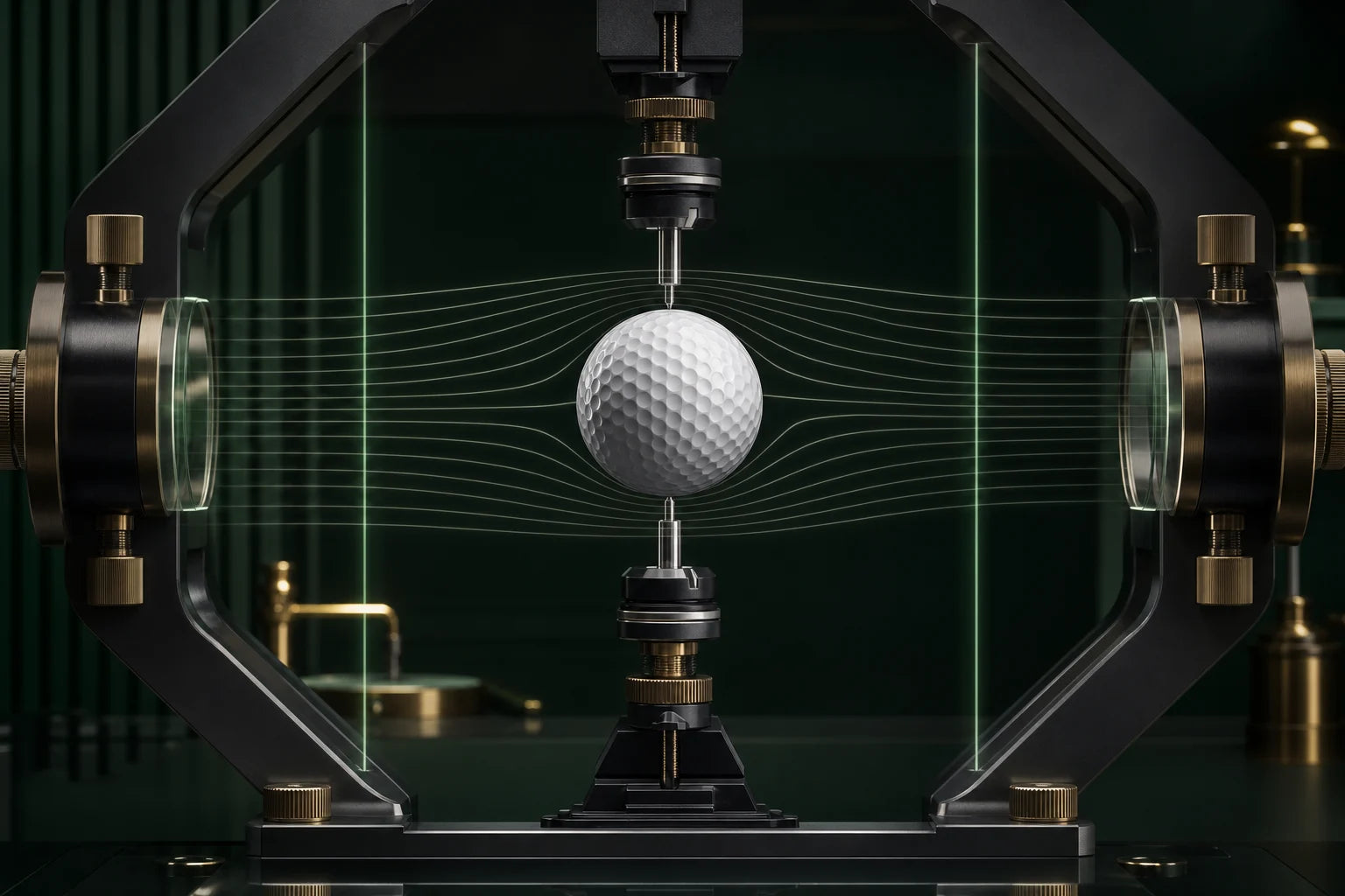 Golf ball measured in a precision testing environment